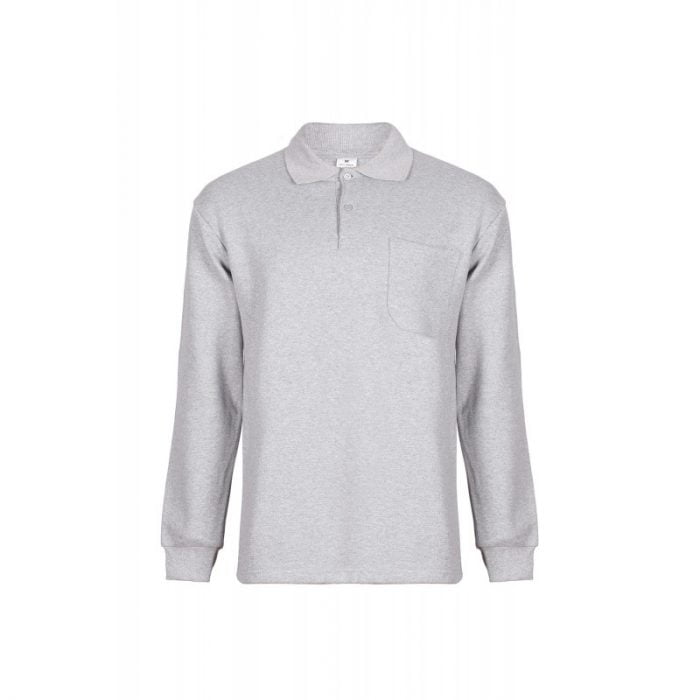 Toptan | Polo Yaka Gri Sweatshirt | 2 iplik - Görsel 1