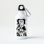 Kancalı Beyaz Su Matarası | 600 ml | 3 Maymun