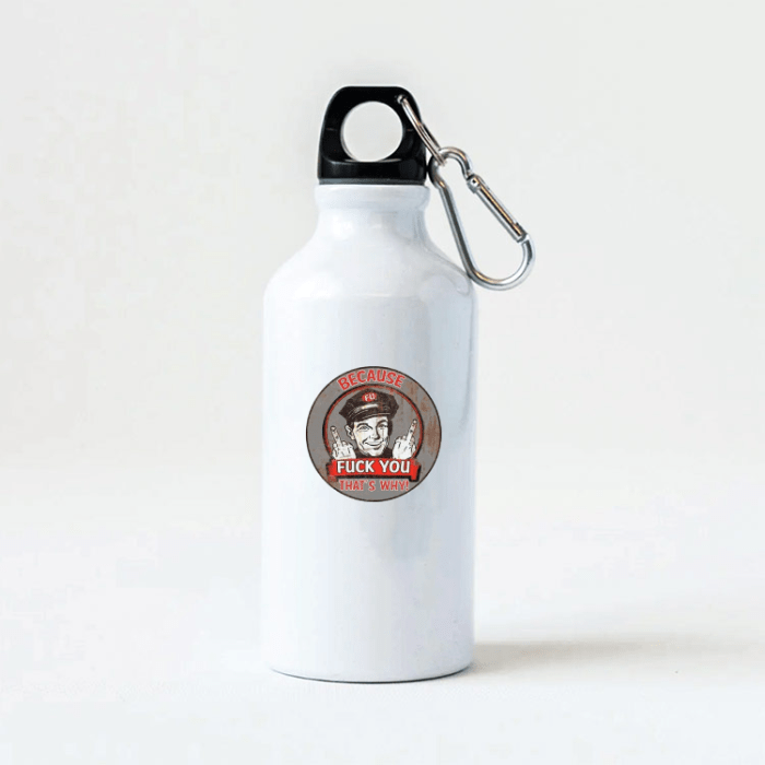 Kancalı Beyaz Su Matarası | 600 ml | Bcause fck you - Görsel 1