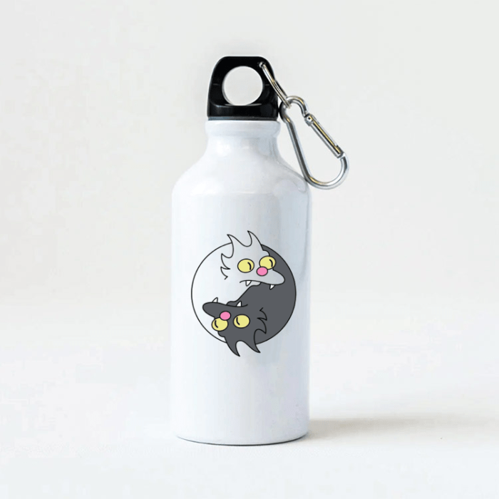 Kancalı Beyaz Su Matarası | 600 ml | Kedi Döngüsü - Görsel 1