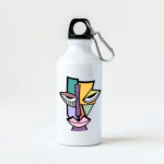 Kancalı Beyaz Su Matarası | 600 ml | Yüz Figürlü