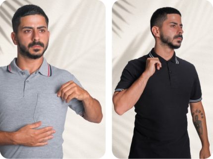 Toptan Polo Yaka Penye Tişört | Kol ve Yaka Şeritli