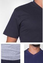 Toptan V Yaka | %100 Pamuk Tişört - Görsel 4