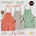 Yetişkin + Çocuk Önlük Seti Bedenlerde 2'li Paket