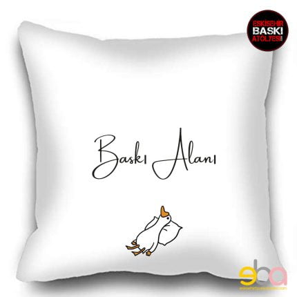50x50 cm Yastık Kılıfı | Kişisel isim Baskılı Ördek Detaylı