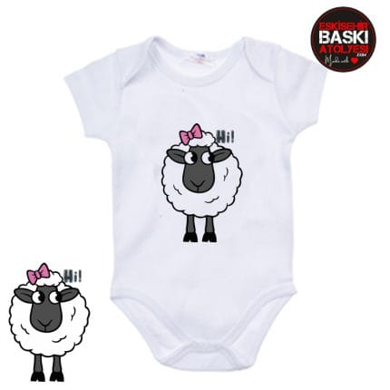 Sevimli Kuzu Baskılı | İsim Yazılabilir Bebek Body | Kız bebeklere Özel