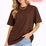 Premium Oversize Tişört – 240 GSM %100 Pamuk / Compact Penye | Kakao