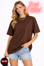 Premium Oversize Tişört – 240 GSM %100 Pamuk / Compact Penye | Kakao