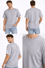Premium Oversize Tişört – 240 GSM %100 Pamuk / Compact Penye | Gri - Görsel 3