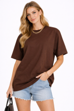 Premium Oversize Tişört – 240 GSM %100 Pamuk / Compact Penye | Kakao - Görsel 3