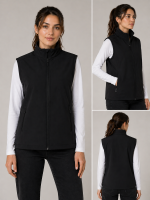 Unisex Slim Fit Siyah Softshell Yelek – Tam Fermuarlı, Hakim Yaka, 2 Cepli, Kurumsal Baskıya Uygun Outdoor & İş Yeleği - Görsel 2