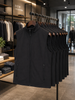 Unisex Slim Fit Siyah Softshell Yelek – Tam Fermuarlı, Hakim Yaka, 2 Cepli, Kurumsal Baskıya Uygun Outdoor & İş Yeleği - Görsel 3